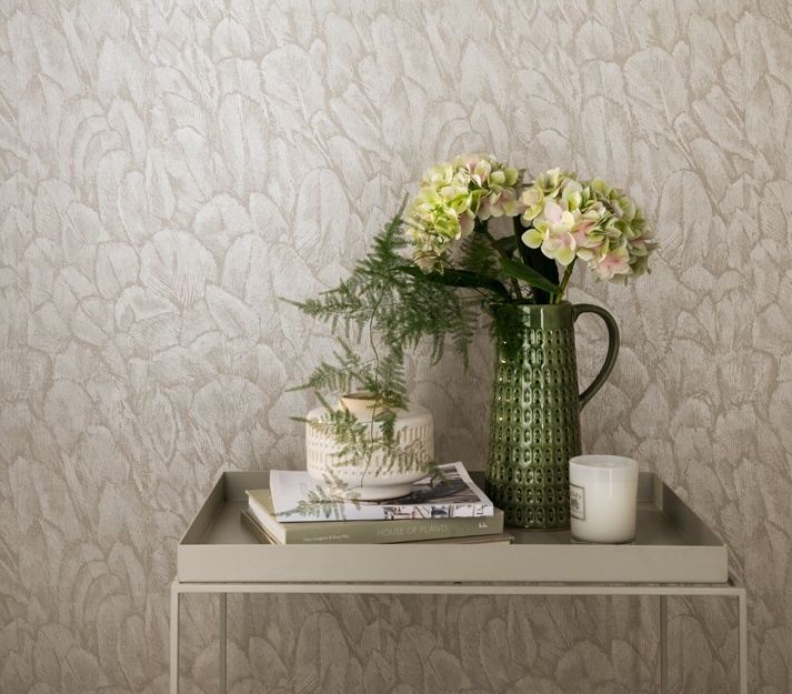 Tapet, Tranquil, Pearl Cream Luxury Feather, 1838 Wallcoverings, 5.3mp / rola