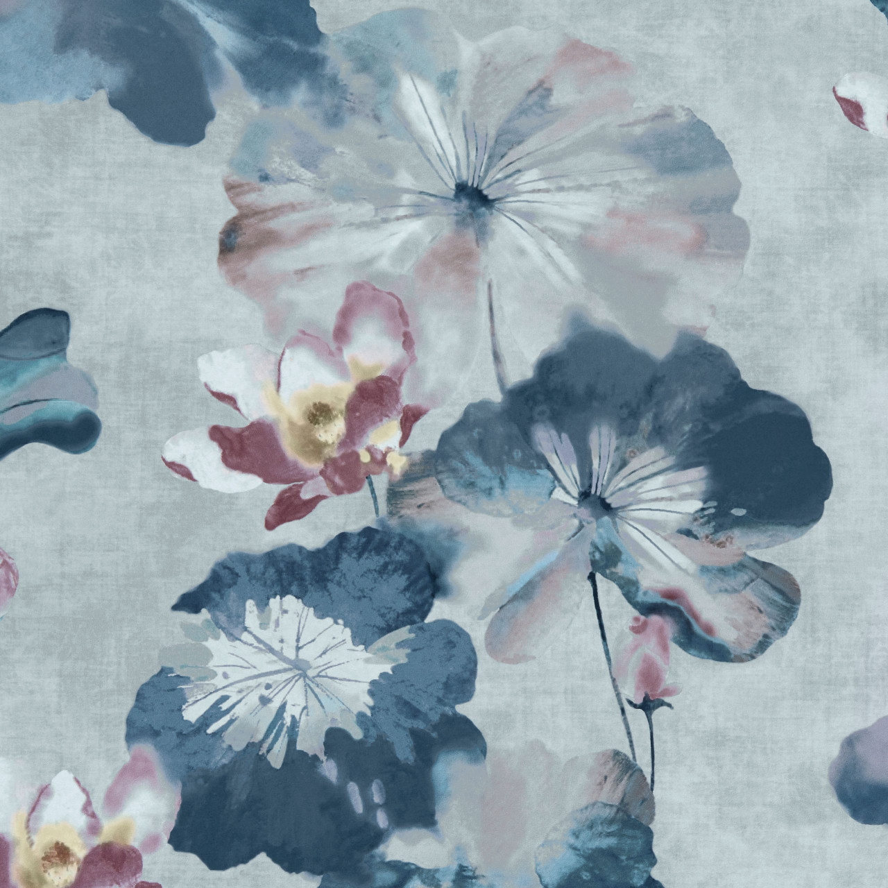 Tapet Water Lilies, Blue Dusk Luxury Floral, 1838 Wallcoverings, 5.3mp / rola - 1 | YEO