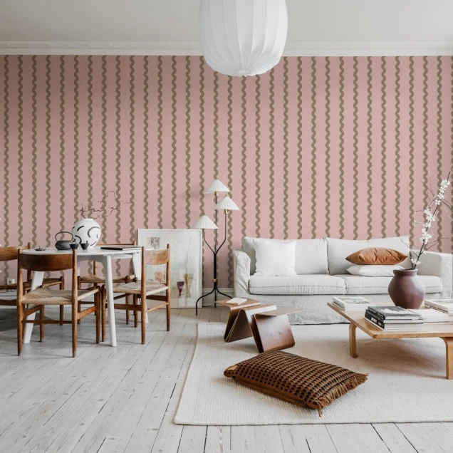 Wobbly Stripe, Soft Pink, Rebel Walls