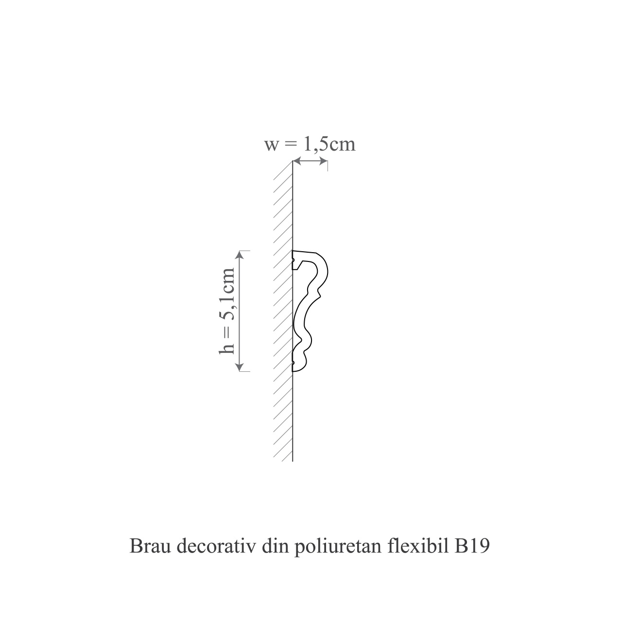 Brau decorativ din poliuretan flexibil B19F - 5.1x1.5x200 cm - 1 | YEO