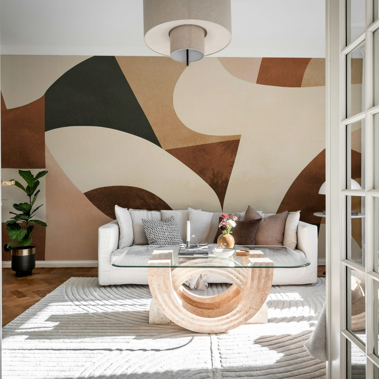 Fototapet, Abstract Curves, Brown, Rebel Walls
