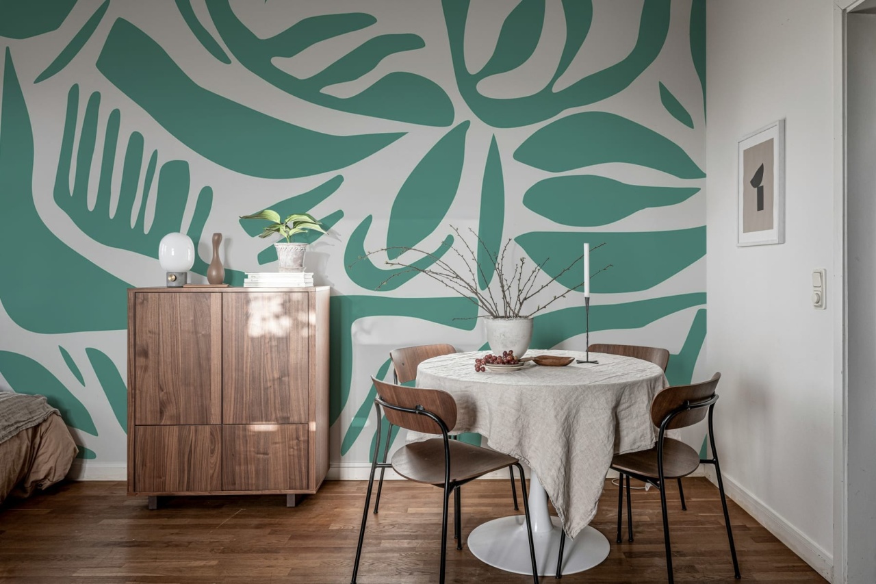 Fototapet, Abstract Leafs, Turquoise, Rebel Walls