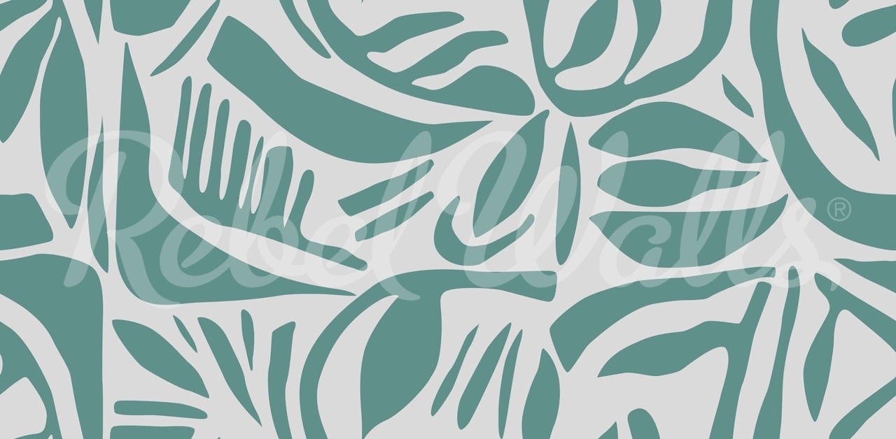 Fototapet, Abstract Leafs, Turquoise, Rebel Walls - 2