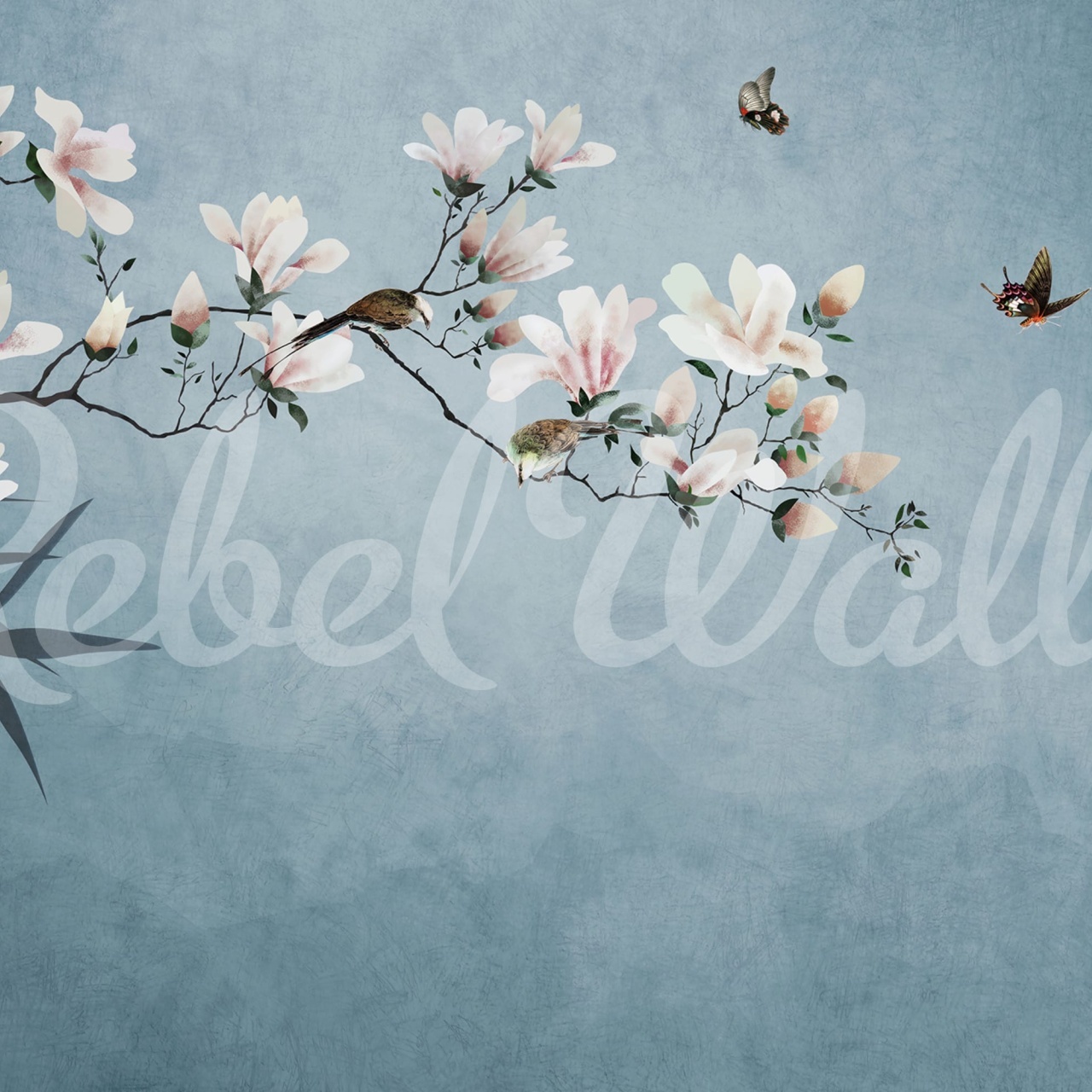 Fototapet, Bird Branch, Blue, Rebel Walls - 2