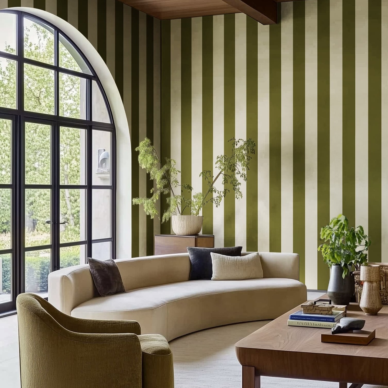 Fototapet, Bold Stripes, Green, Rebel Walls