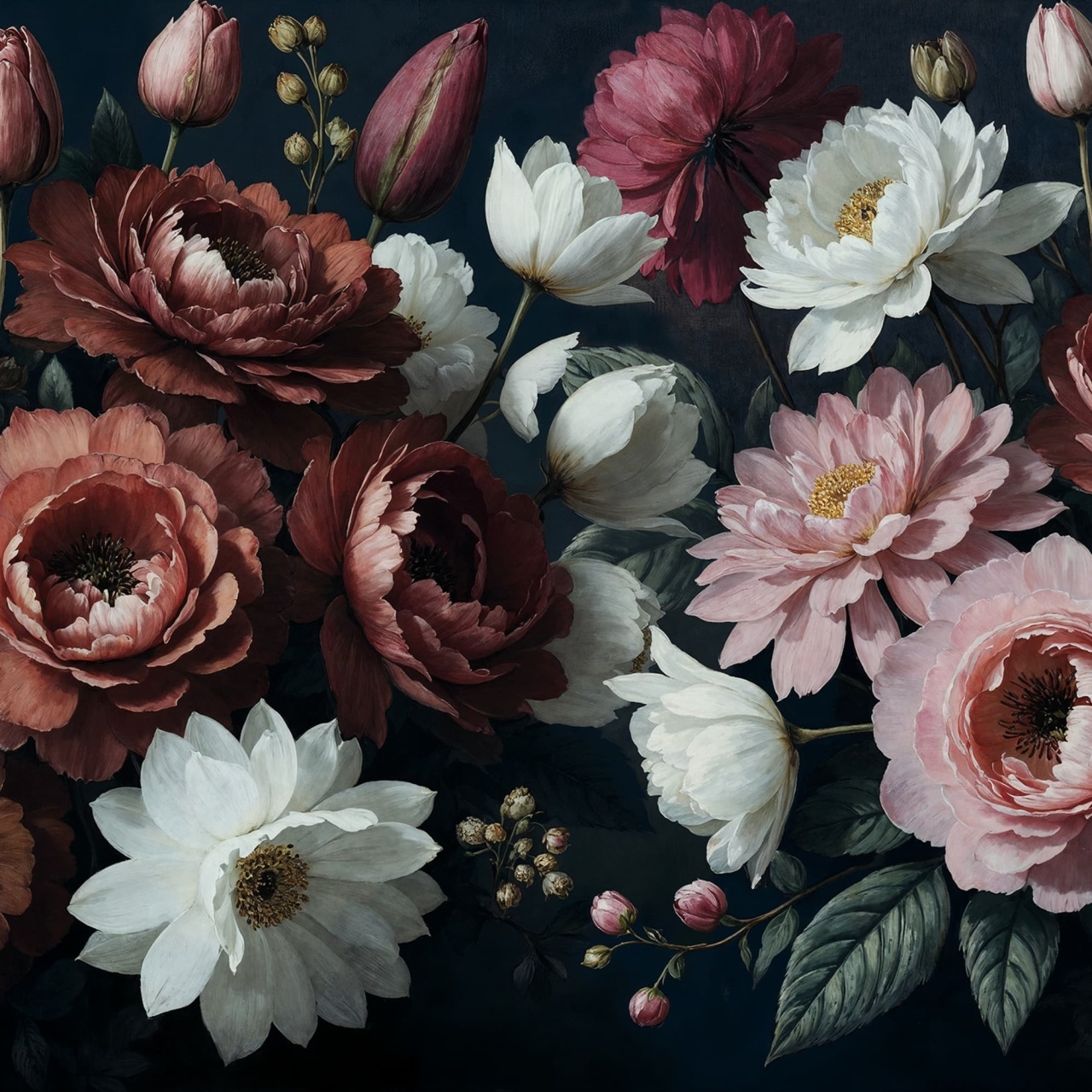 Fototapet, Bouquet in Bloom, Dark, Rebel Walls - 2