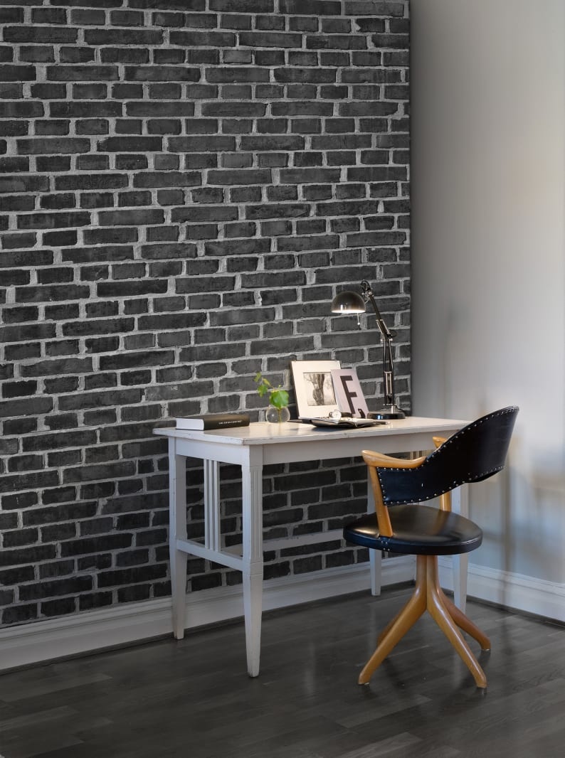 Fototapet, Brick Wall, Black, Rebel Walls