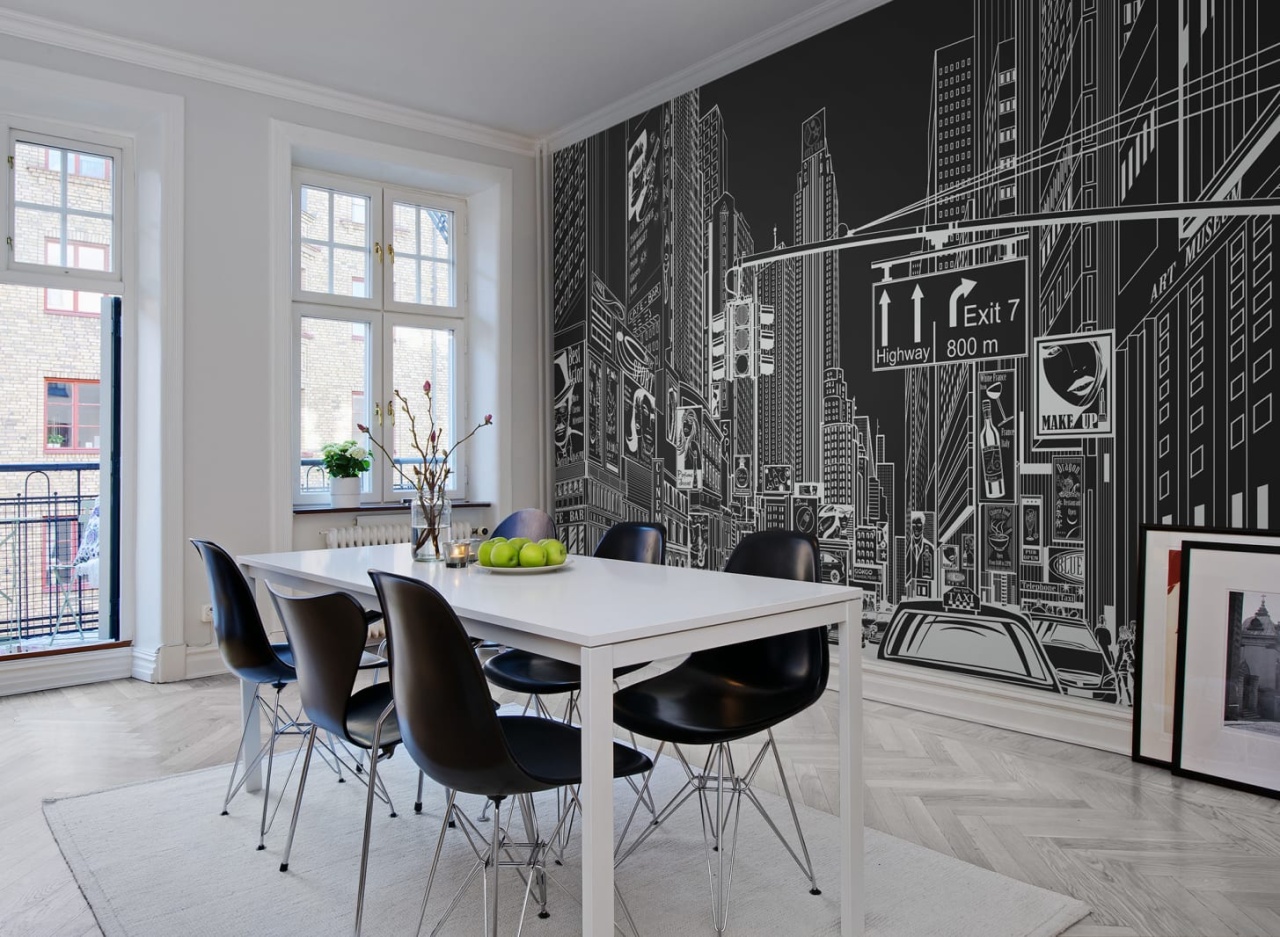 Fototapet, Cartoon City, Black, Rebel Walls