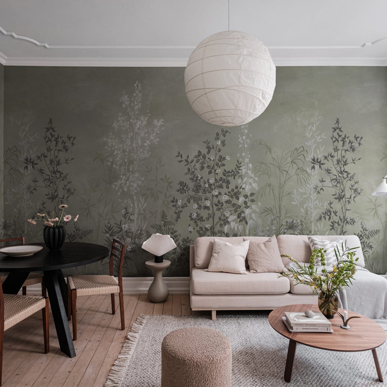 Fototapet, Chinoiserie Haze Green, Rebel Walls