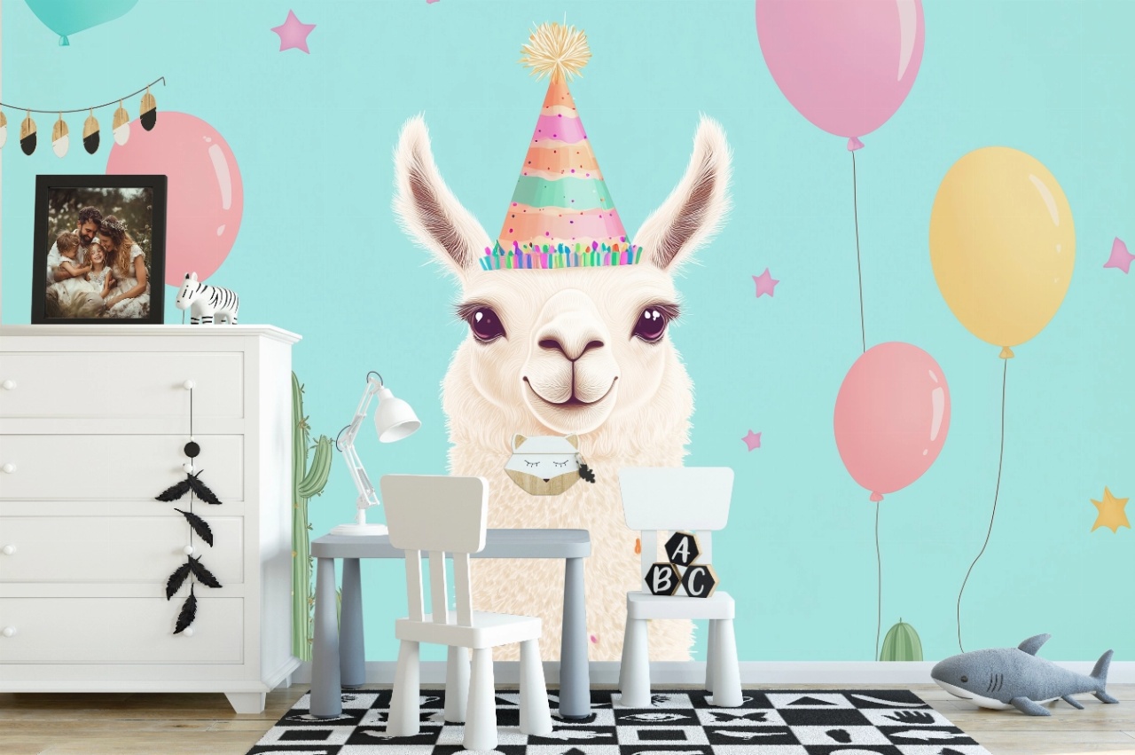 Fototapet copii, Birthday llama 020 - Img 1