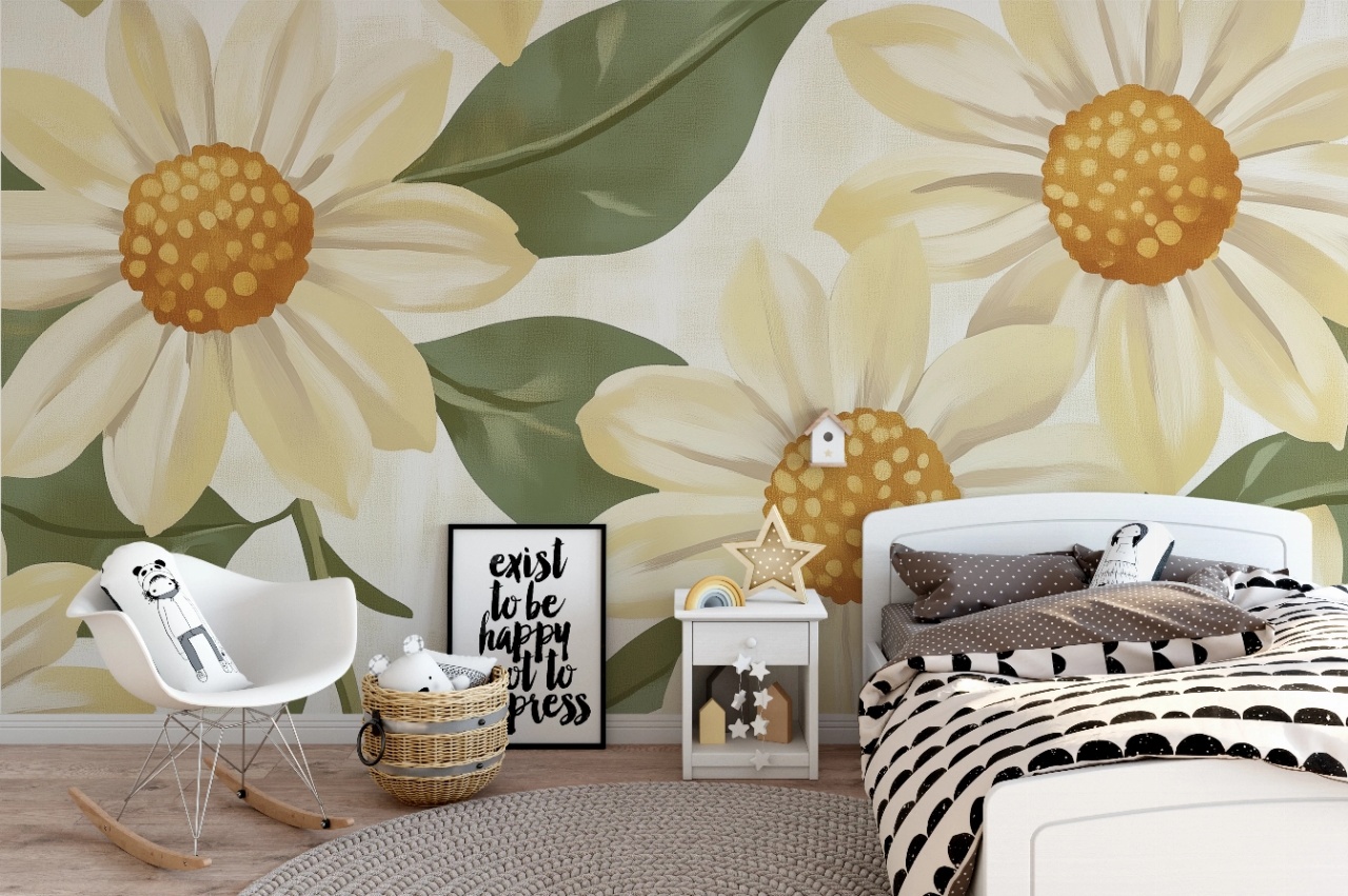 Fototapet copii, White daisies 003