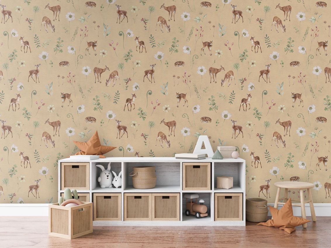 Fototapet Dancing Deer - Yellow, Kikki Belle - 3