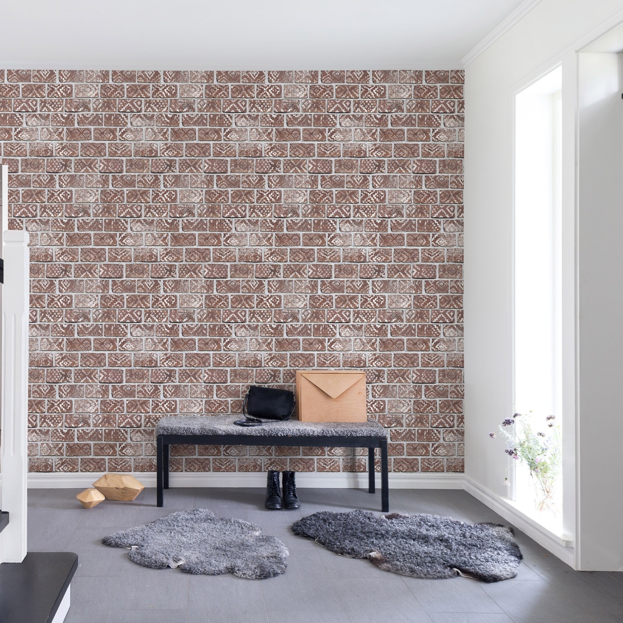 Fototapet, Decorated Bricks, Red, Rebel Walls - 3