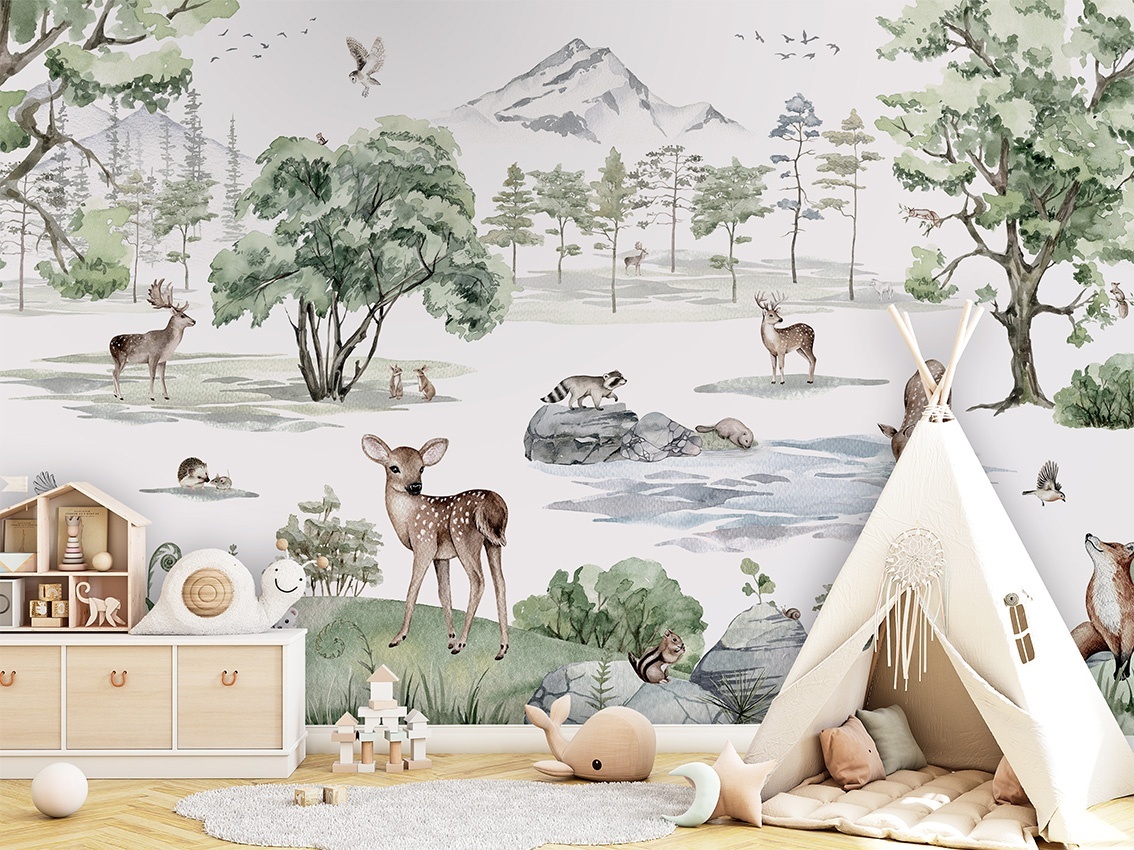 Fototapet Deer Forest - Winter, Kikki Belle - 5