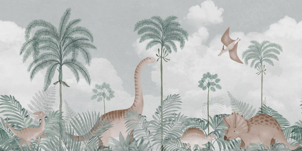 Fototapet, Dinosaur World, Gray, Rebel Walls - 2