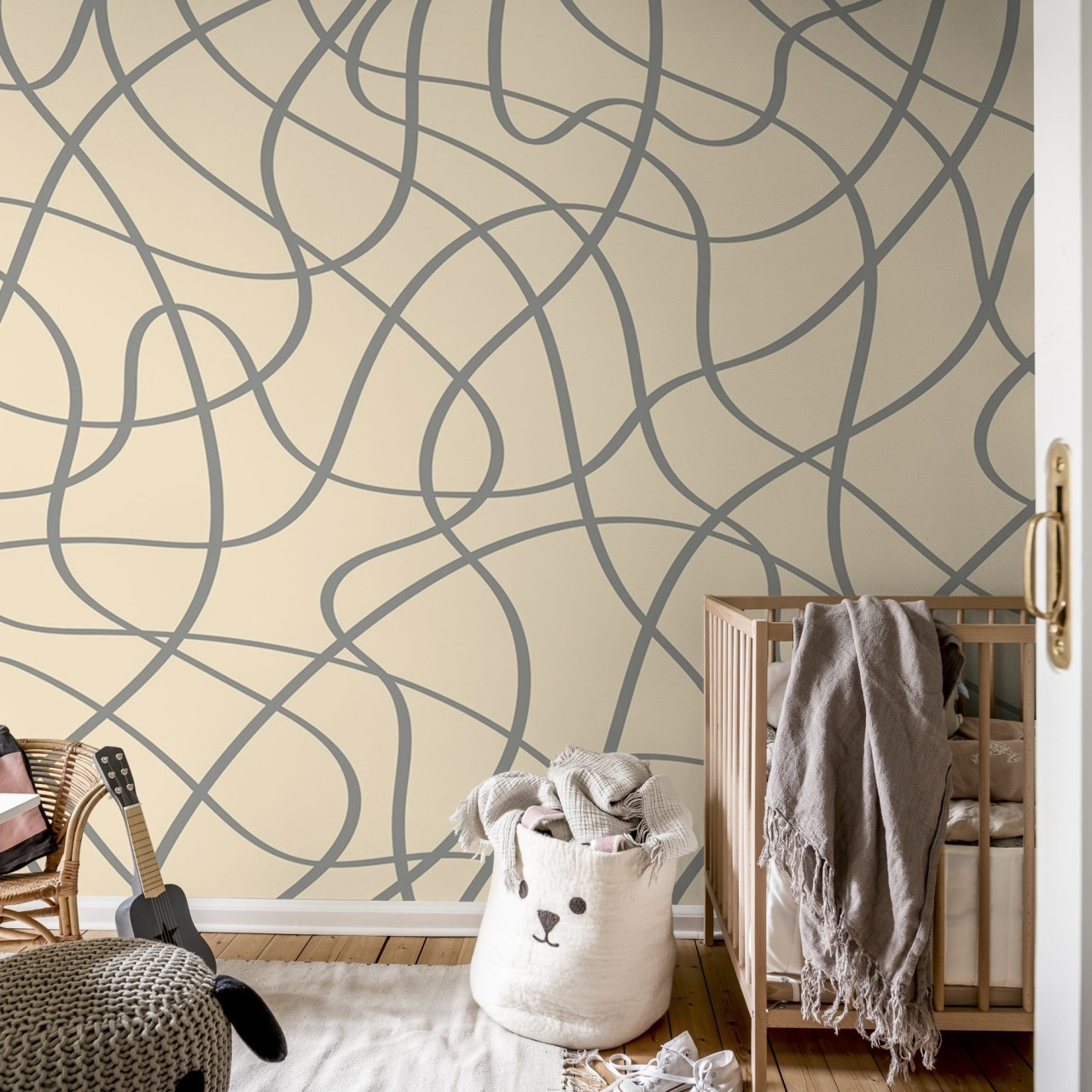 Fototapet, Doodle Lines, Beige, Rebel Walls - 3