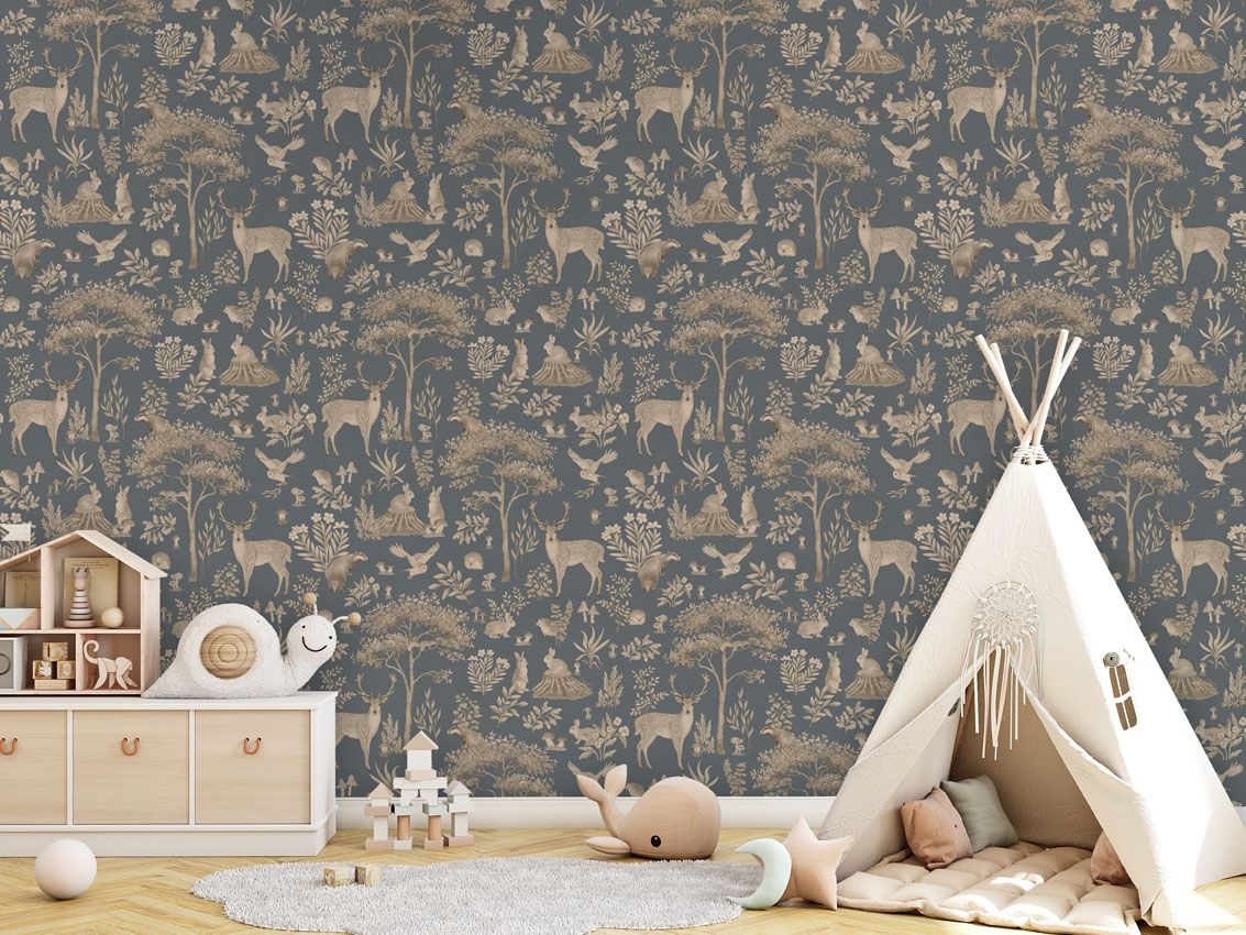 Fototapet Fantastic Forest - Vintage Blue, Kikki Belle