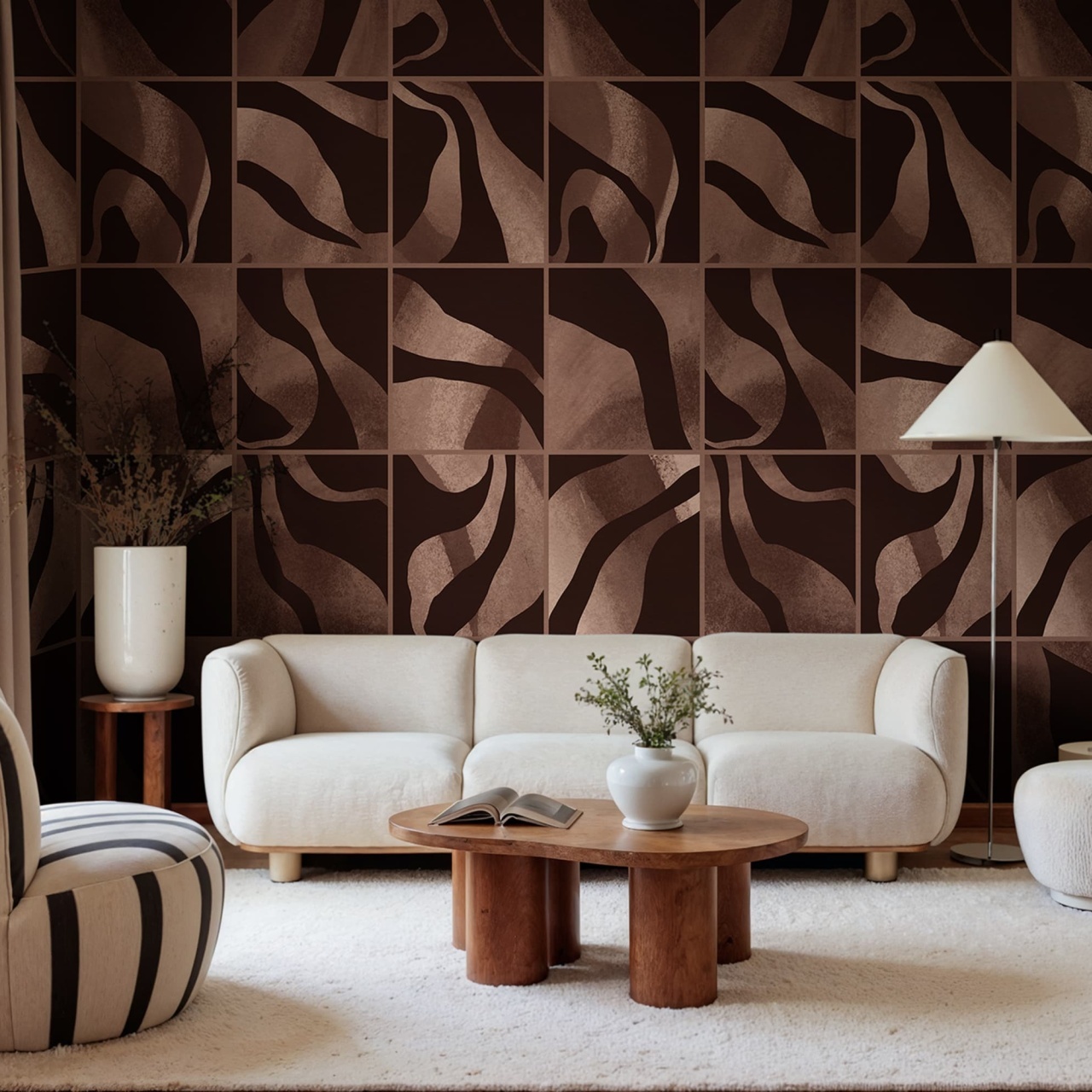 Fototapet, Floating Tiles, Dark Brown, Rebel Walls - 3