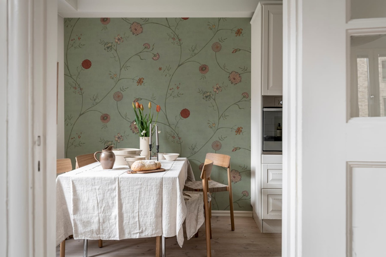 Fototapet, Grand Flower Thread, Green, Rebel Walls