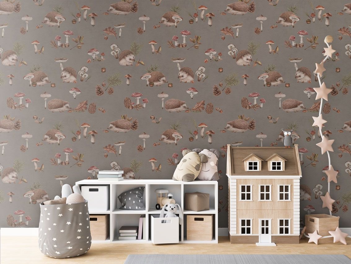 Fototapet Happy Hedgehog - Brown, Kikki Belle - 3