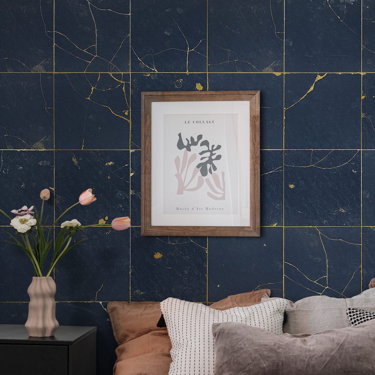 Fototapet, Kintsugi, Dark Blue, Rebel Walls
