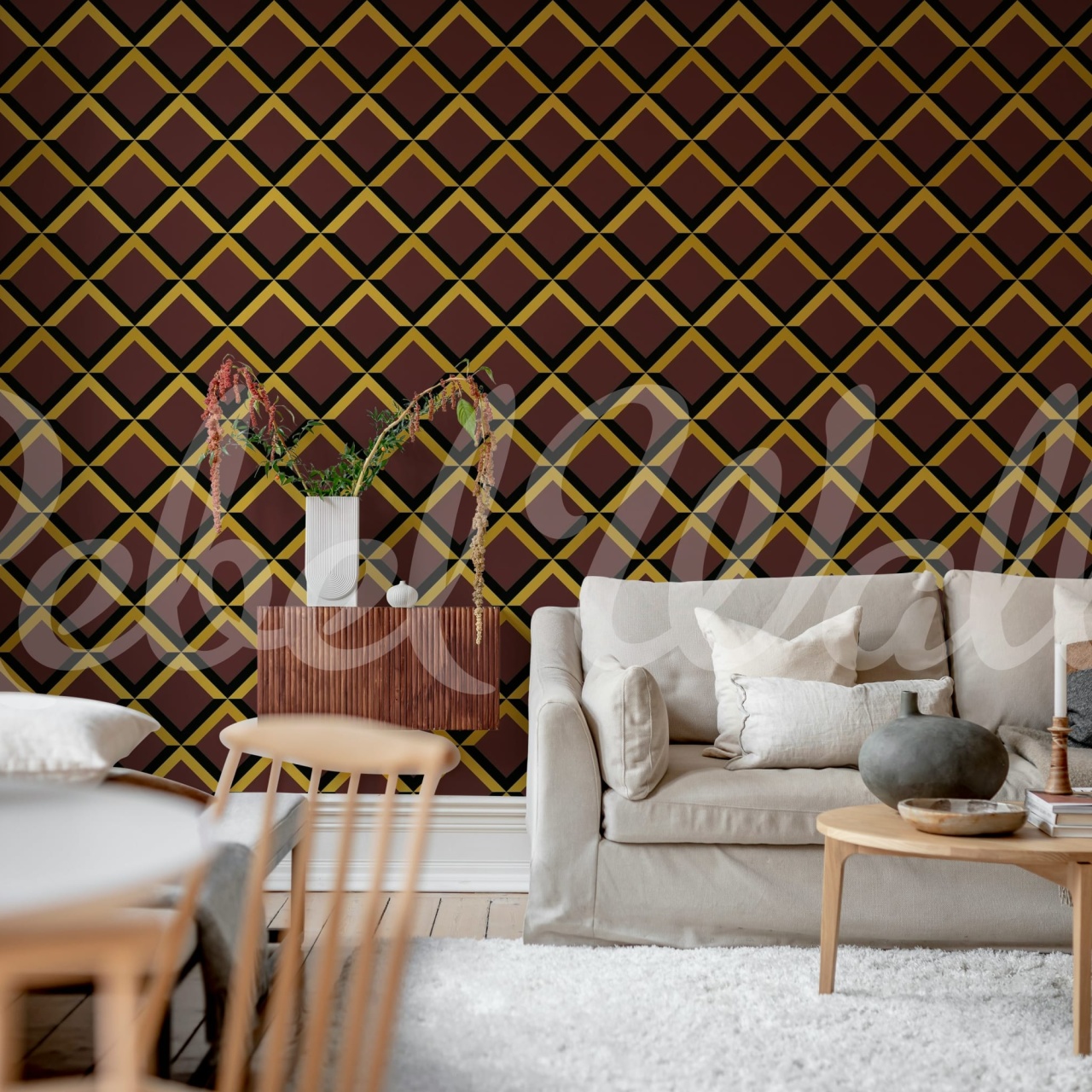 Fototapet, Lattice, Burgundy, Rebel Walls