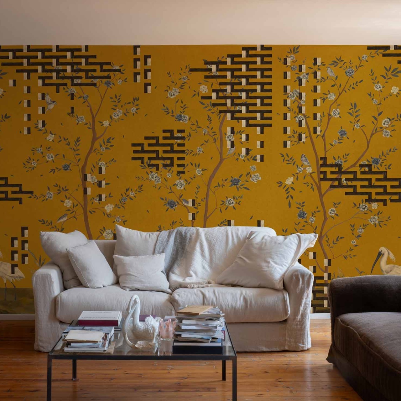 Fototapet lavabil Tetris Chinoiseries, Ocher, TresTintas