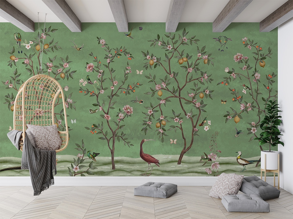 Fototapet Lemon Tree Chinoiserie - Green, Sir Edward - 3