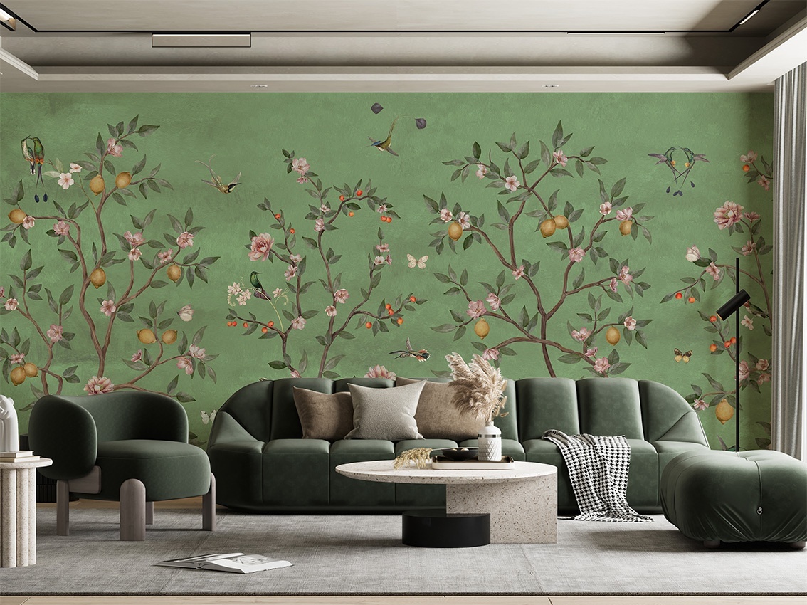 Fototapet Lemon Tree Chinoiserie - Green, Sir Edward - 5