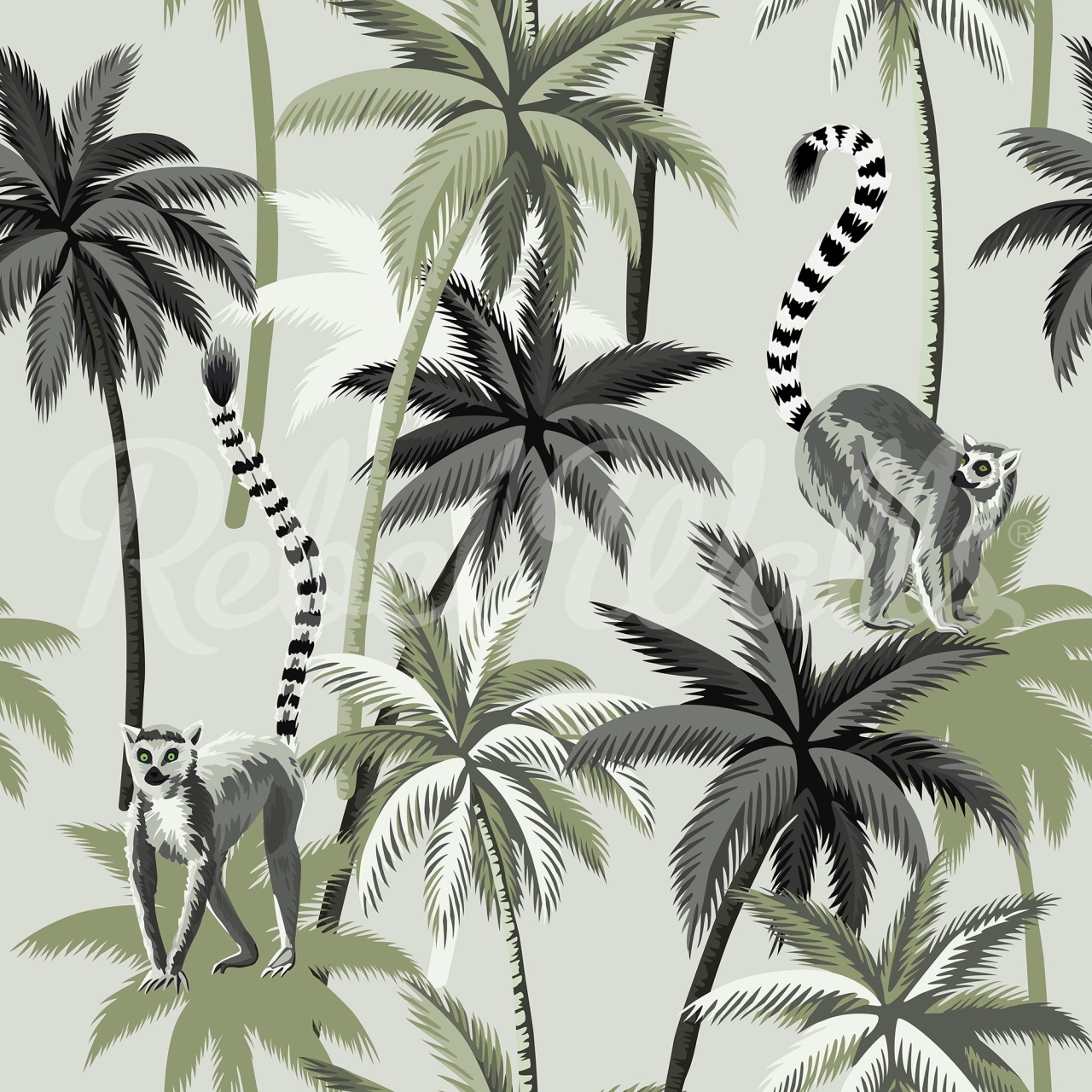 Fototapet, Lemur Palms, Green, Rebel Walls - 2