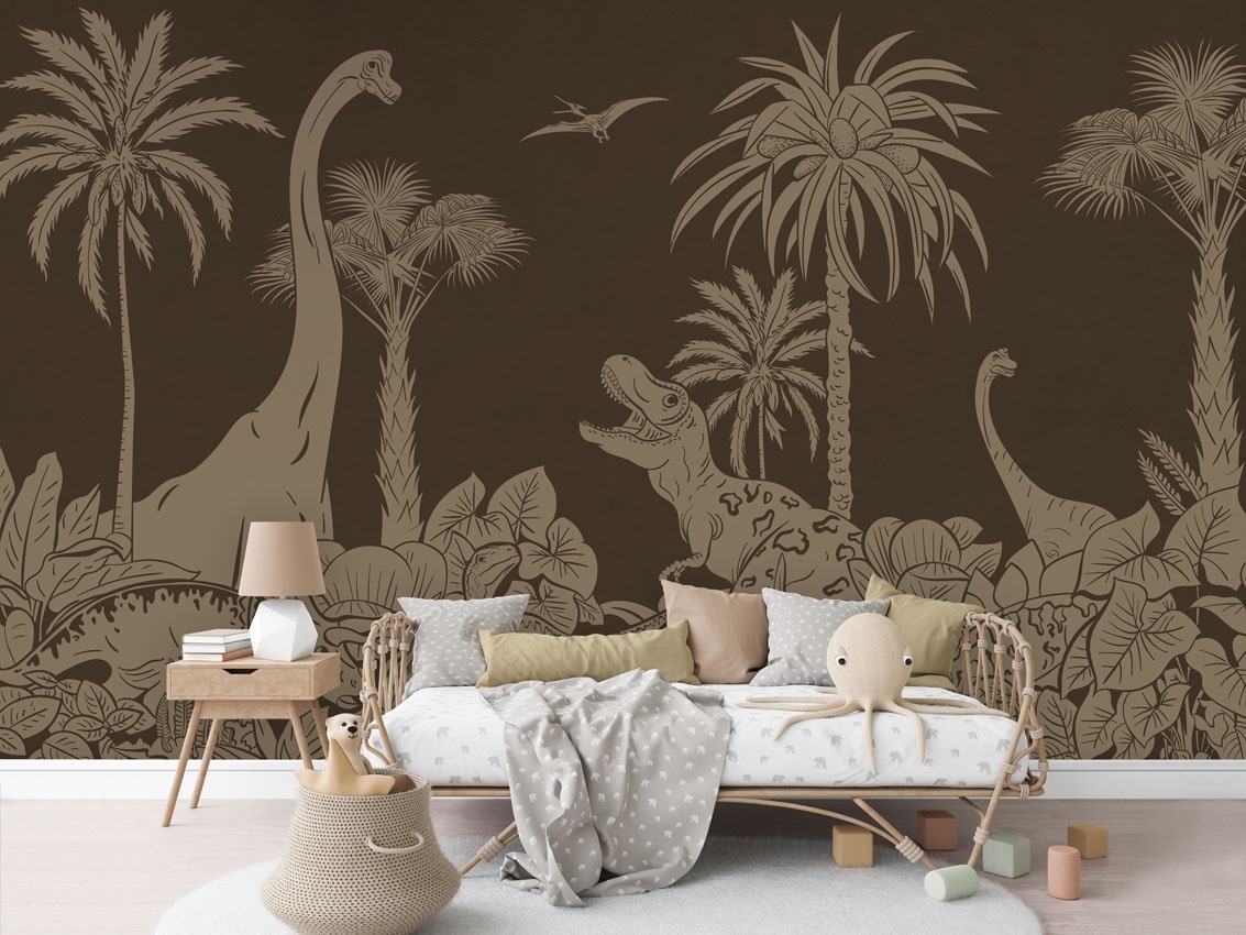 Fototapet Monochrome Dino - Brown Vintage, Kikki Belle - 3