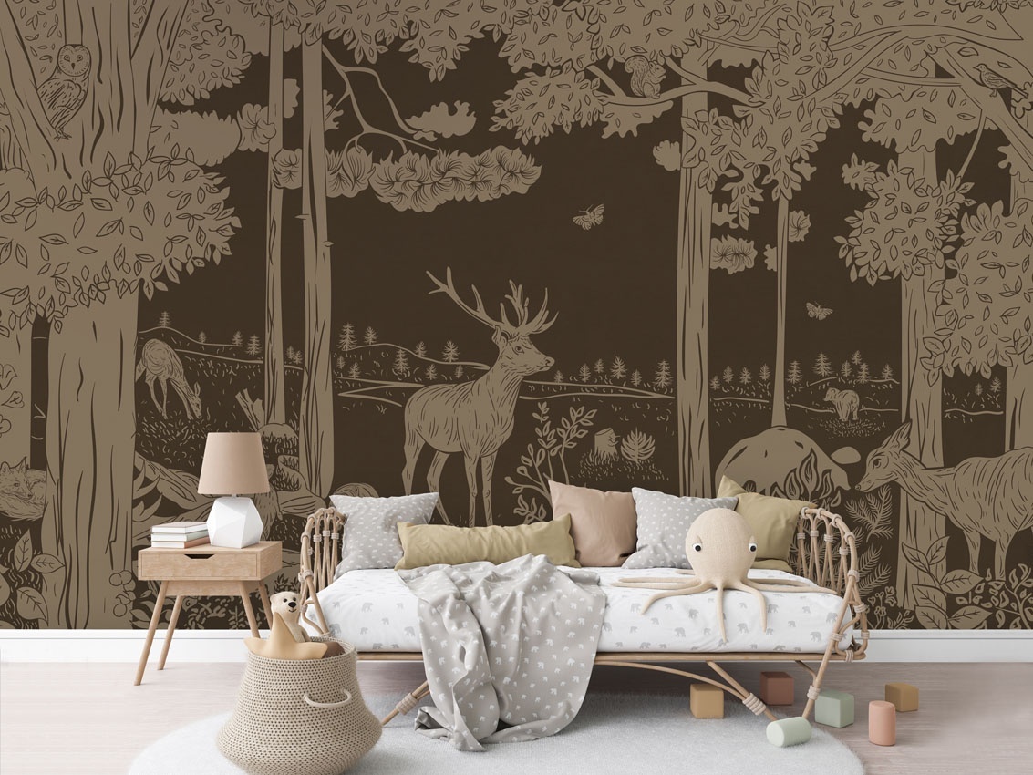 Fototapet Monochrome Forest - Brown Vintage, Kikki Belle - 3