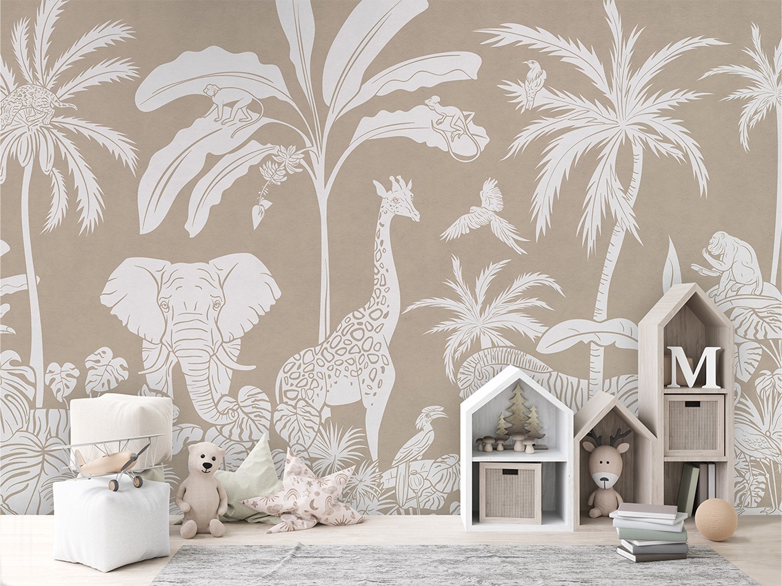 Fototapet Monochrome Jungle - Brown, Kikki Belle - 3