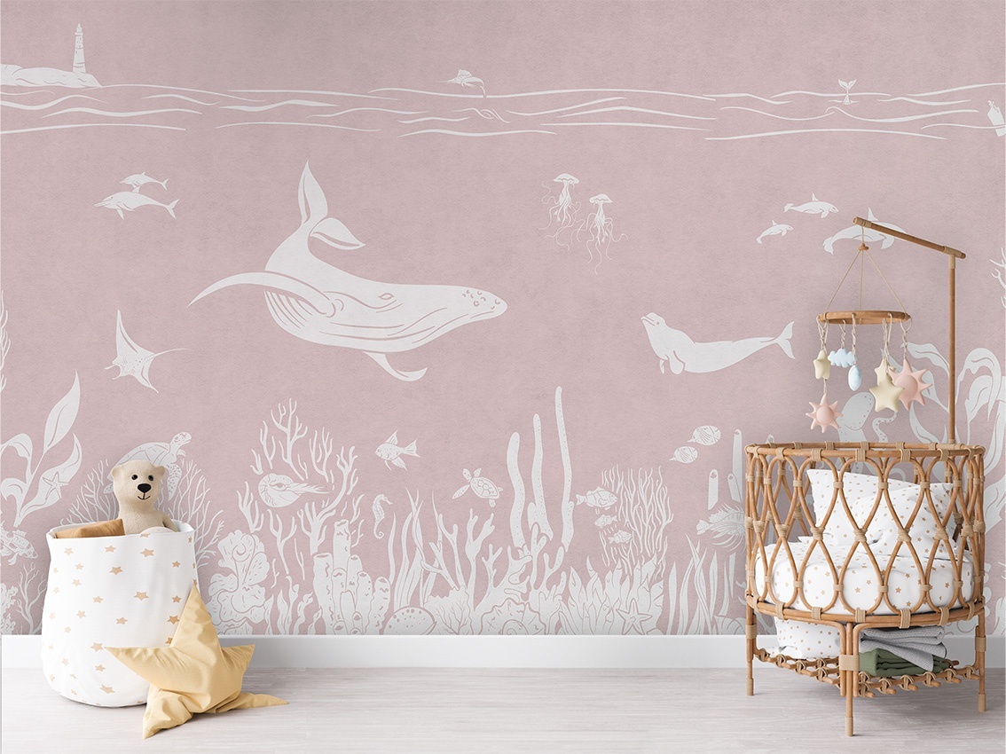 Fototapet Monochrome Sea - Pink, Kikki Belle