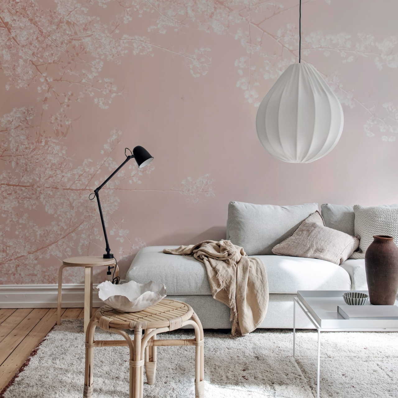 Fototapet, Pink Branches, Rebel Walls