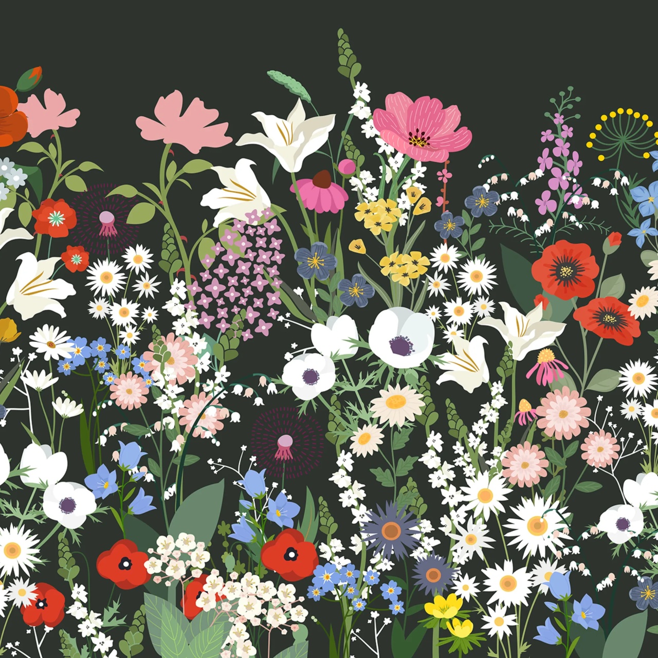 Fototapet, Playful Meadow, Black, Rebel Walls - 2