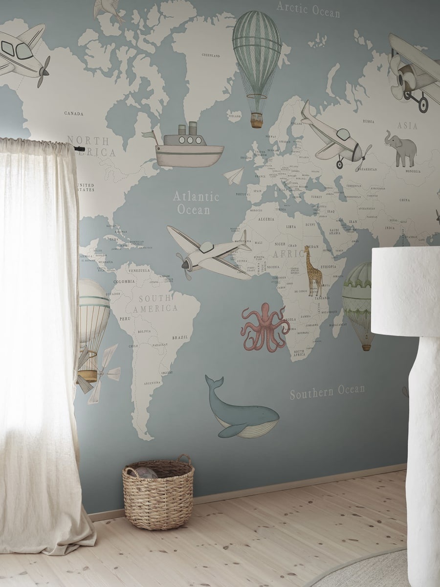 Fototapet, Playful World, Light Blue, Rebel Walls - 3