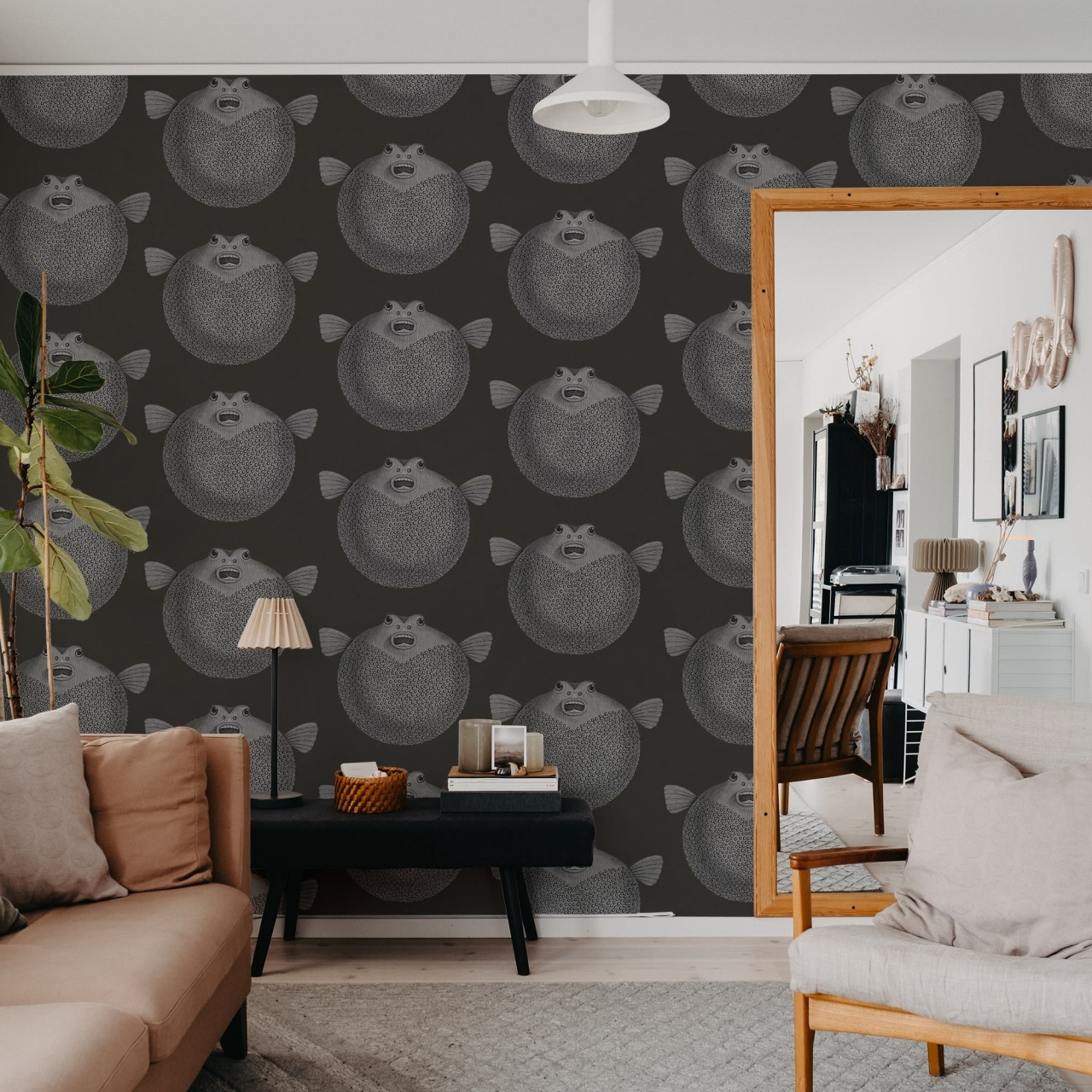 Fototapet, Puffer Fish, Black, Rebel Walls - 3