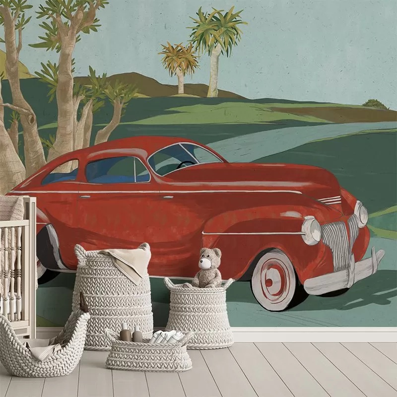 Fototapet Retro cars (red), VLAdiLA
