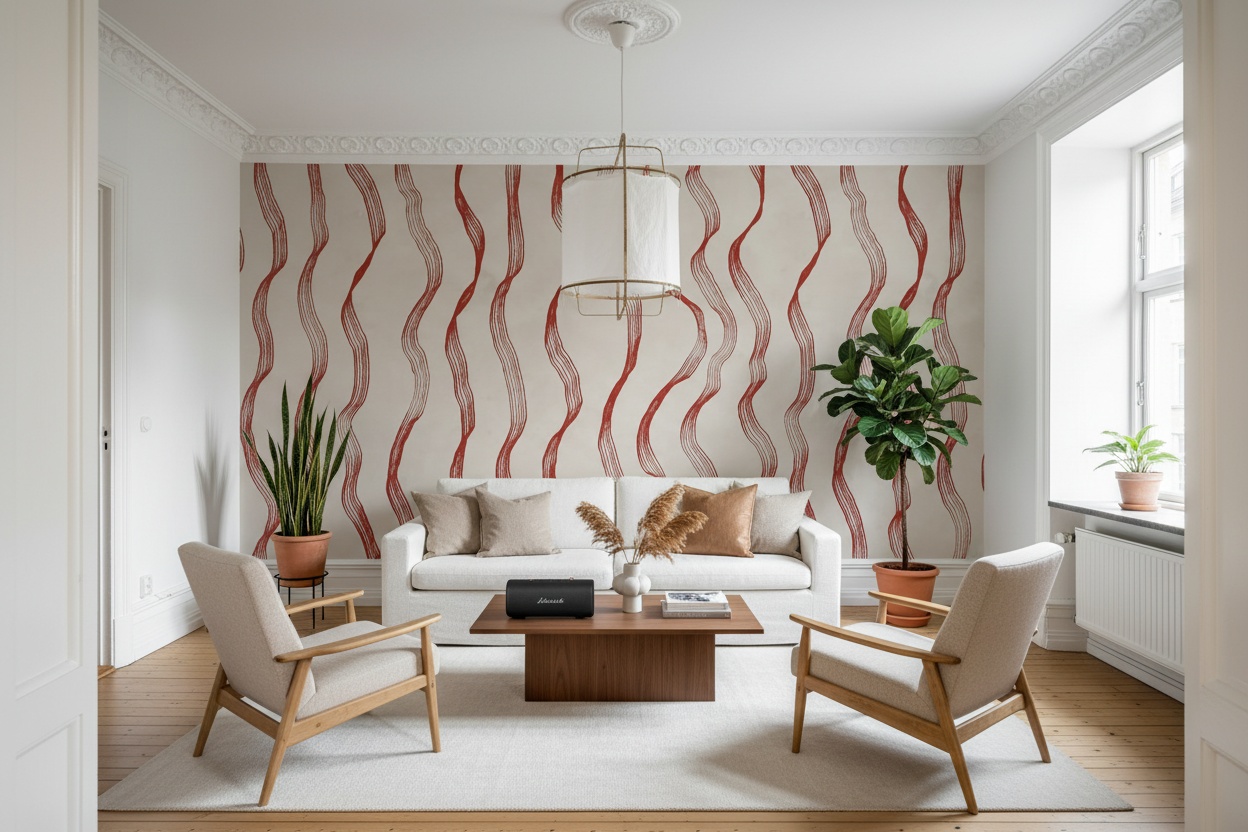 Fototapet, Ribbon Stripe, Red, Rebel Walls - 5