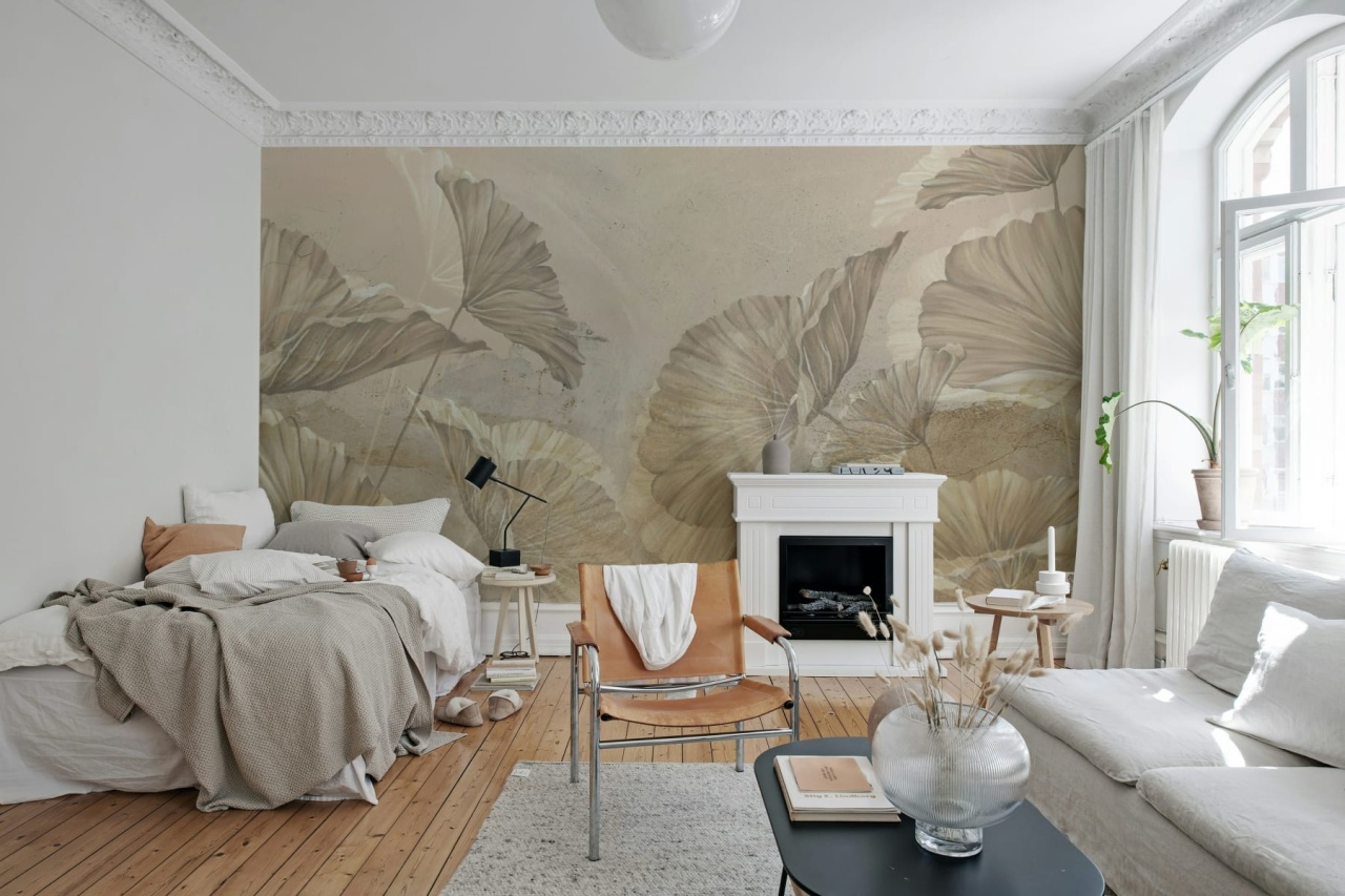 Fototapet, Shadow Leaf, Beige, Rebel Walls