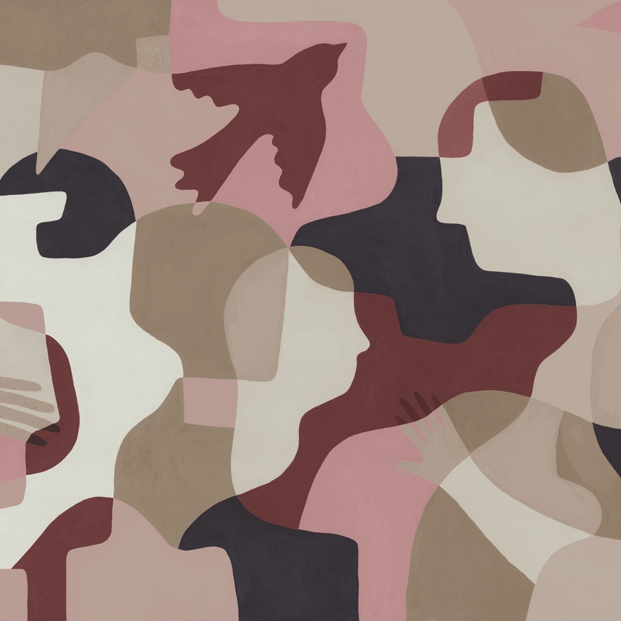 Fototapet, Silent Conversation, Pink & Red, Rebel Walls - 2