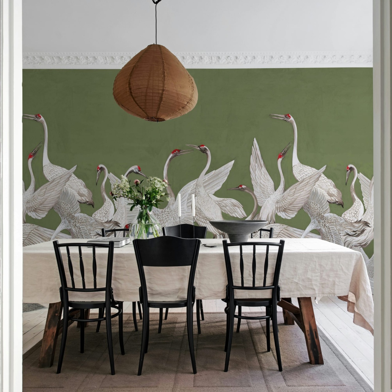 Fototapet, Soaring Cranes, Green, Rebel Walls - 3