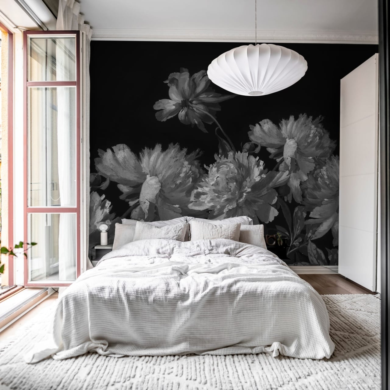 Fototapet, Vintage Peony, Black, Rebel Walls