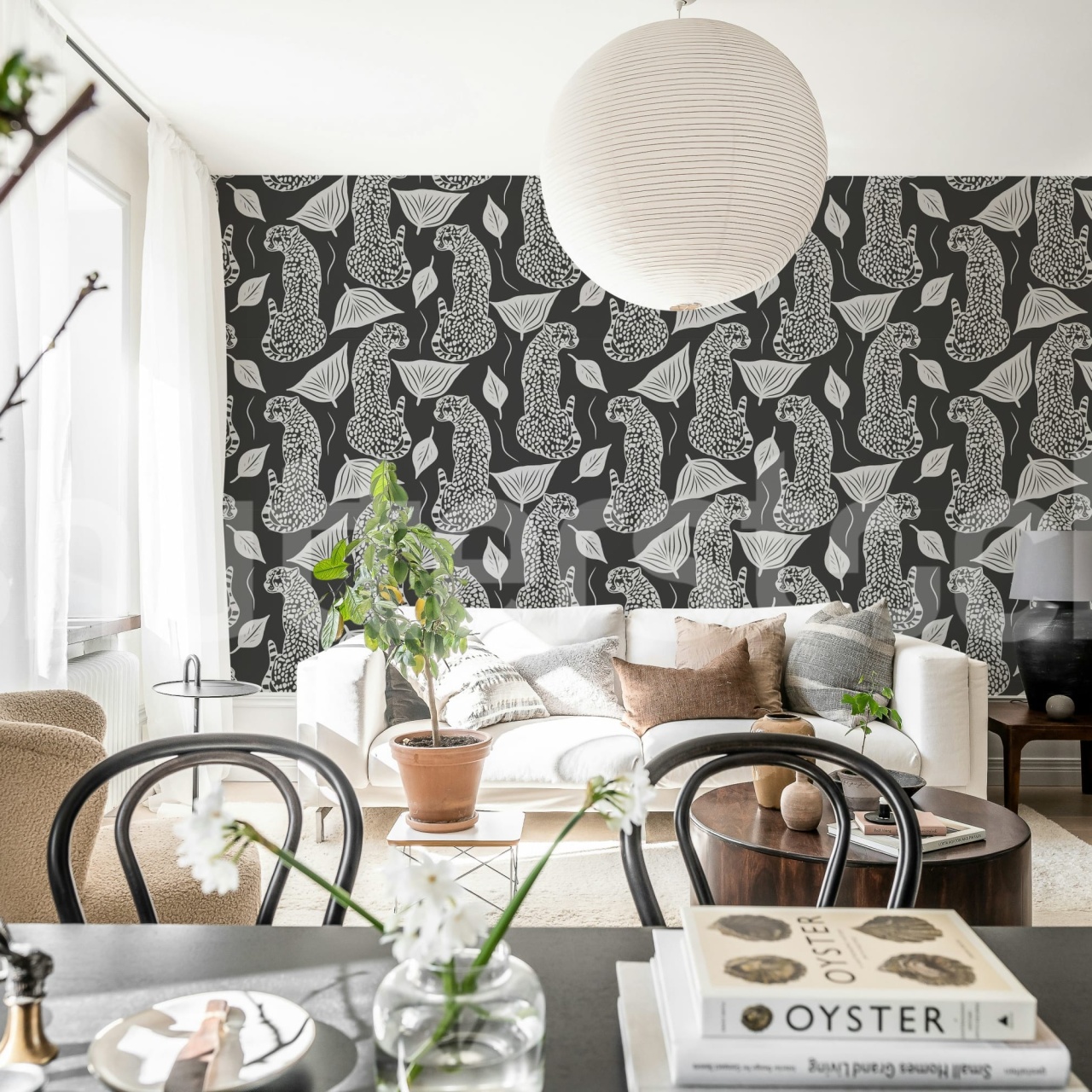 Fototapet, Whimsy Leopard, Black, Rebel Walls