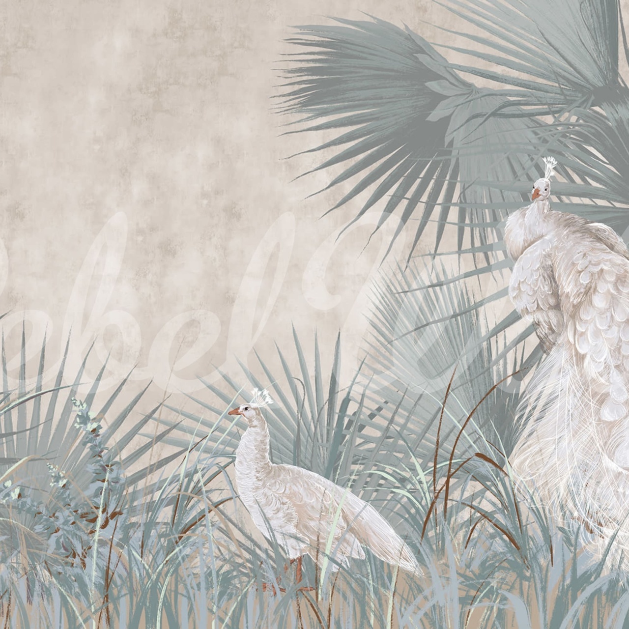 Fototapet, White Peacocks, Rebel Walls - 2
