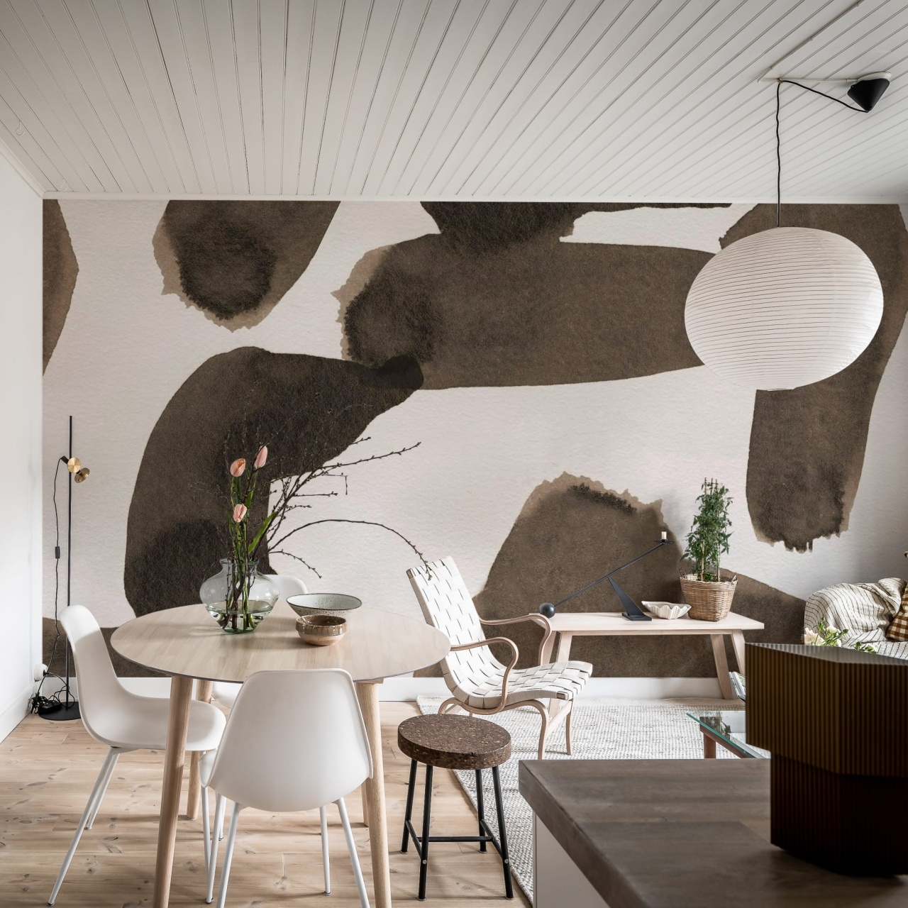 Fototapet, Wiggle Shapes, Brown, Rebel Walls