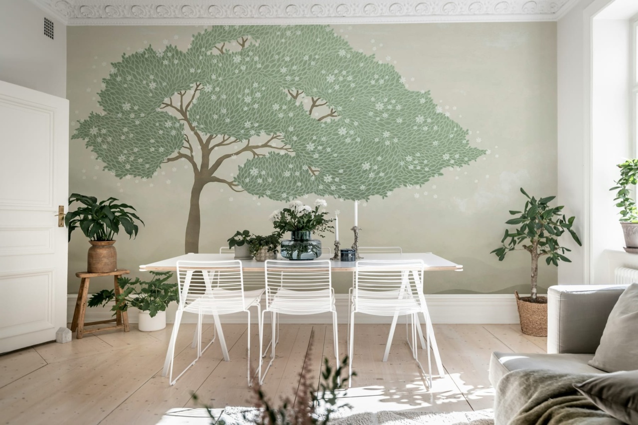 Fototapet, Windy Tree, Light Green, Rebel Walls - 3