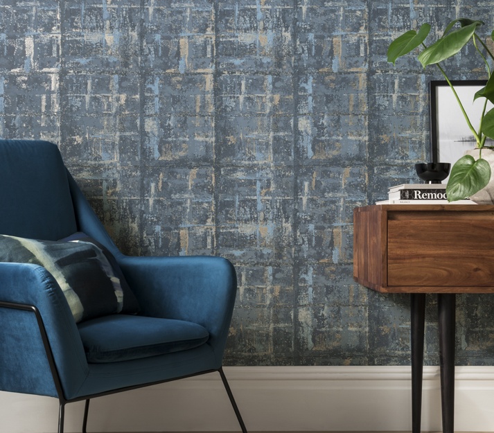 Patina, Lagoon Blue Luxury Textured, 1838 Wallcoverings, 5.3mp / rola