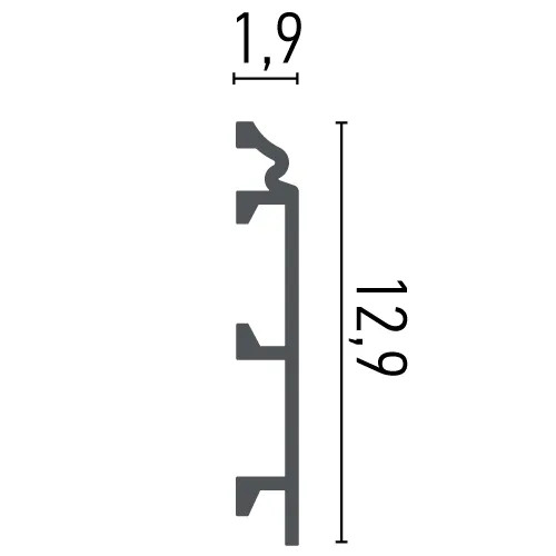Plinta decorativa din polimer rigid HCR509 - 12.9x1.9x200 cm - 1 | YEO